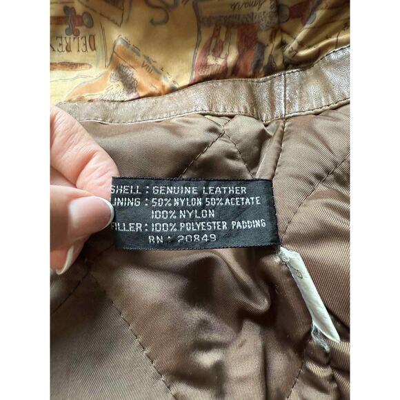 Vintage Phase 3 Genuine Leather Snap Button Oversized Jacket Brown Mens XL - Picture 6 of 15